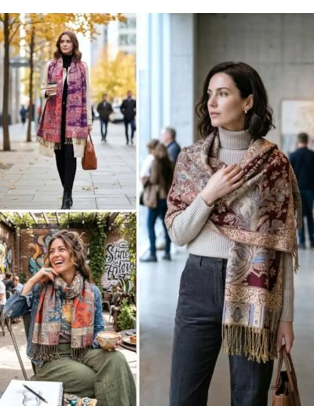 Reversible Paisley Pashmina Rave Scarf - Exotic Shawl Wrap for Evening Festivals